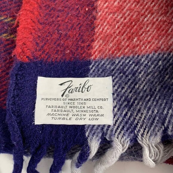 VTG Lot of 2 FARIBO Plaid Tartan Stadium Lap Blanket Throws Acrylic Made In USA - Picture 3 of 5